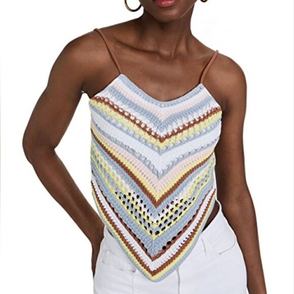 525 America Fauxchet Chevron Striped Colorful Cami Size Medium NWT - Picture 8 of 14